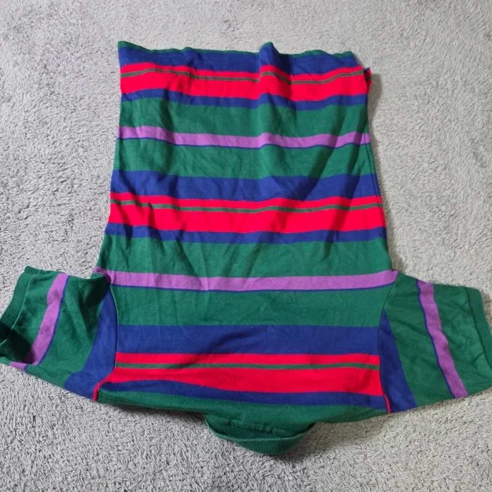 Polo Ralph Lauren Mens M Polo Shirt Green Striped Short Sleeve Vintage USA Made